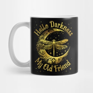 Crescent Moon Dragonfly Hello Darkness My Old Friend Mug